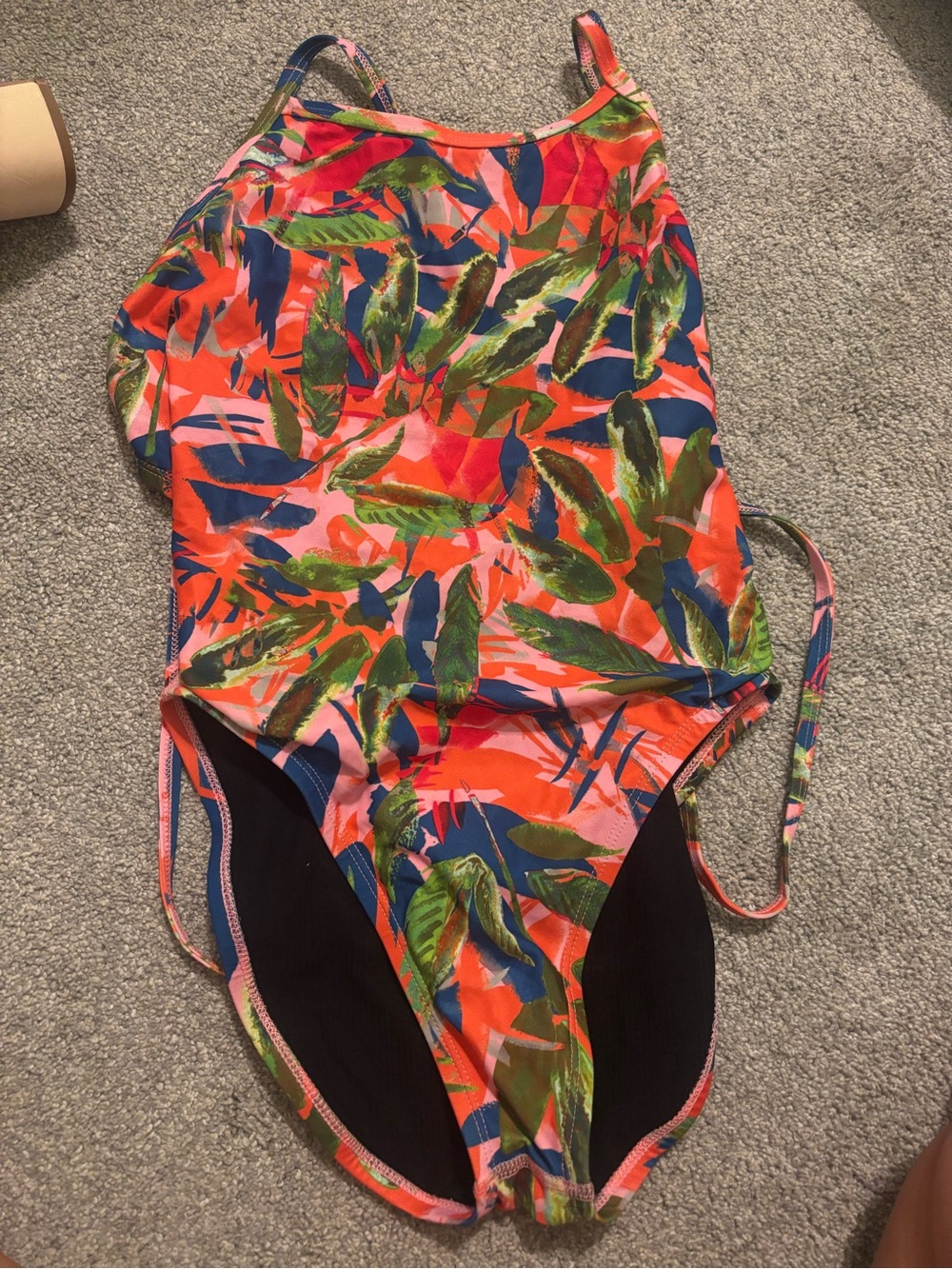 Jolyn Clothing Orange Tropical Leaf Girls One-Piece